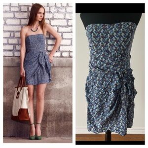 CLUB MONACO Strapless Silk Mini Dress - Printed, Sweetheart Neckline, Size L